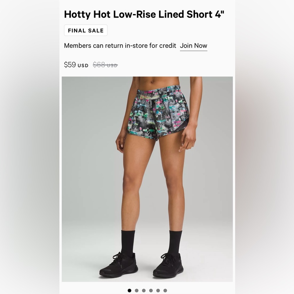 NWT LULULEMON Hotty Hot Low-Rise Lined Short 4” - Size 4